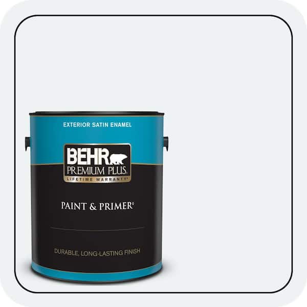 BEHR PREMIUM PLUS 1 gal. #BL-W10 Maui Mist Satin Enamel Exterior Paint & Primer