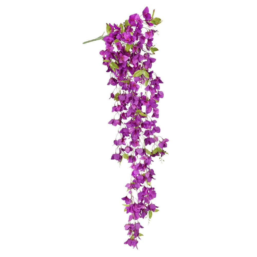 50 in. Purple Artificial Bougainvillea Flower Stem Hanging Spray Bush ...