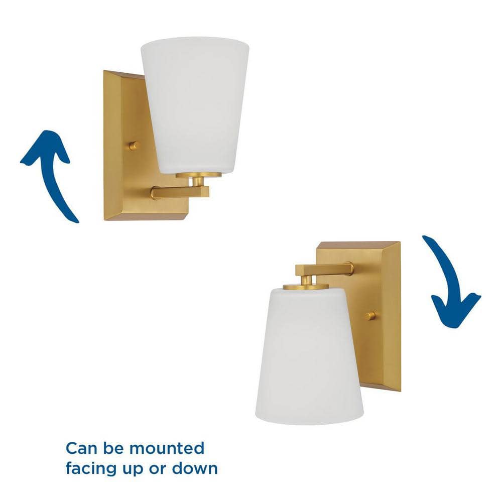Vertex Brushed Gold 1-Light Bath Wall Sconce