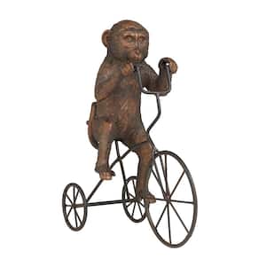 12 in. x 13 in. Bronze Polystone Monkey Sculpture