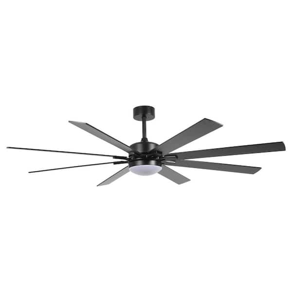 72 in. Black Indoor Ceiling Fan with Light Remote Control, Quiet DC Motor 8-Blade Ceiling Fans 6-Speed Levels