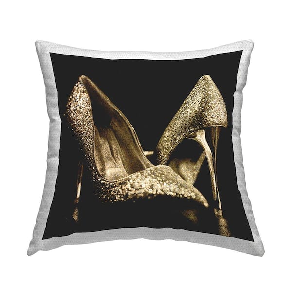 Gleaming Fashion Heels Gold Square Outdoor Throw Pillow