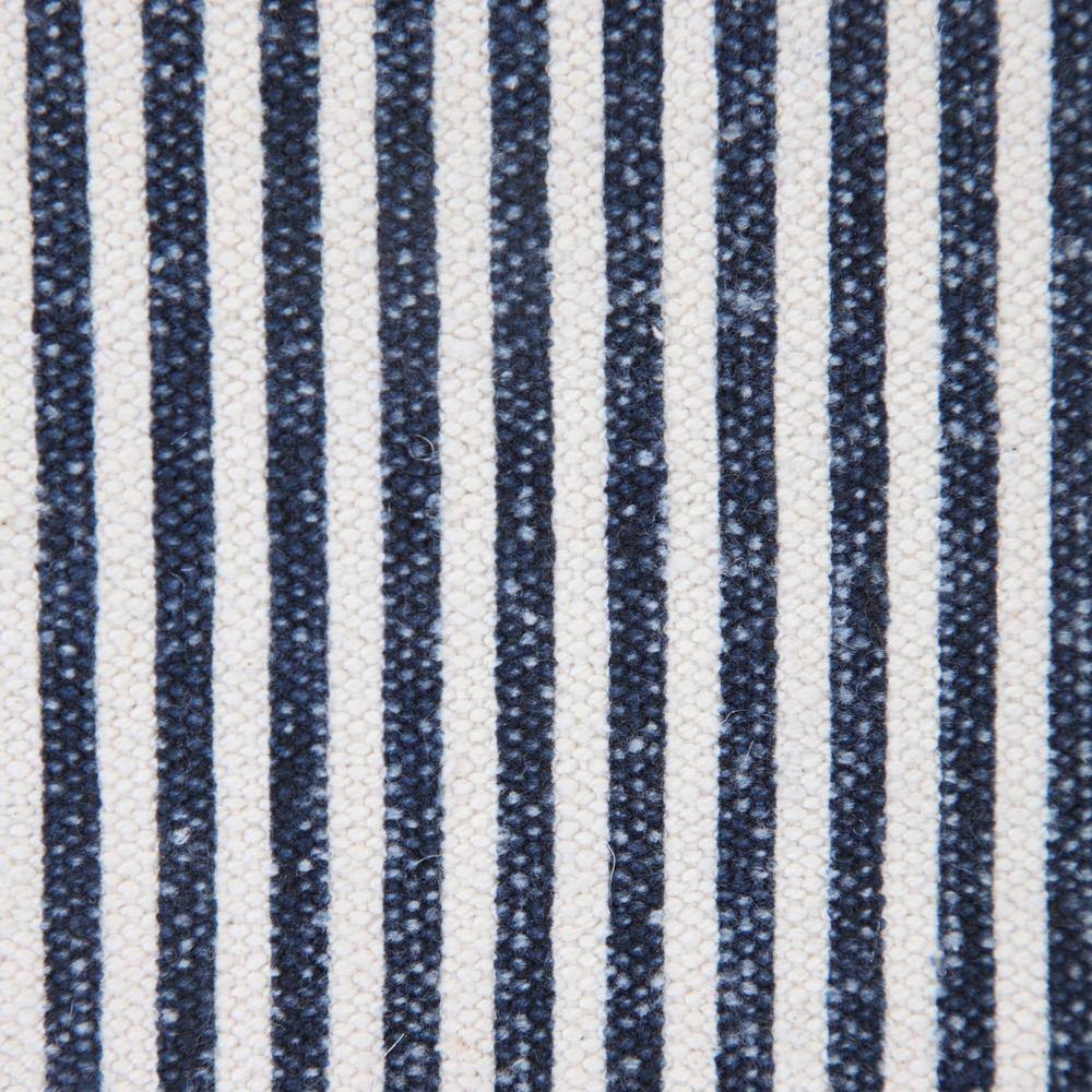 Blue and White Striped Cotton Square Throw Pillow