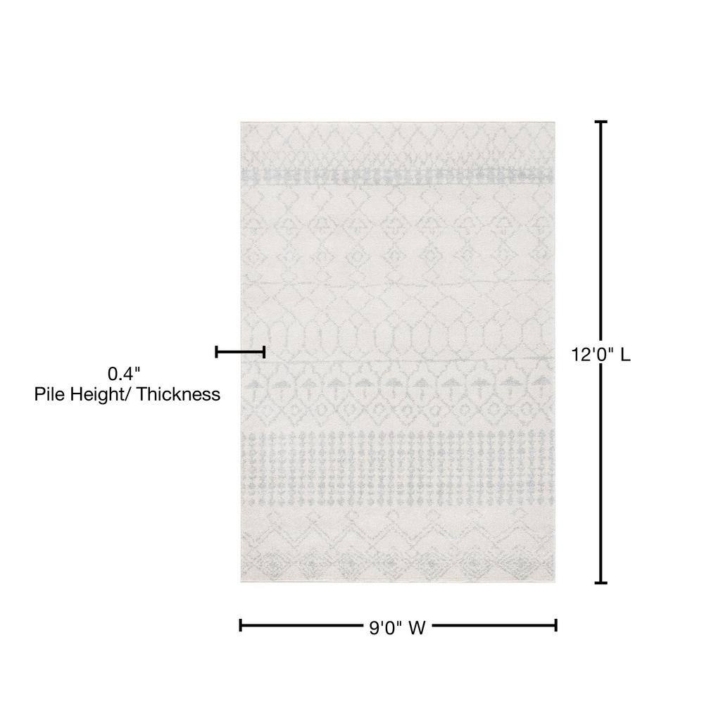 Ivory & Light Grey Reversible Synthetic Area Rug, 9' x 12'