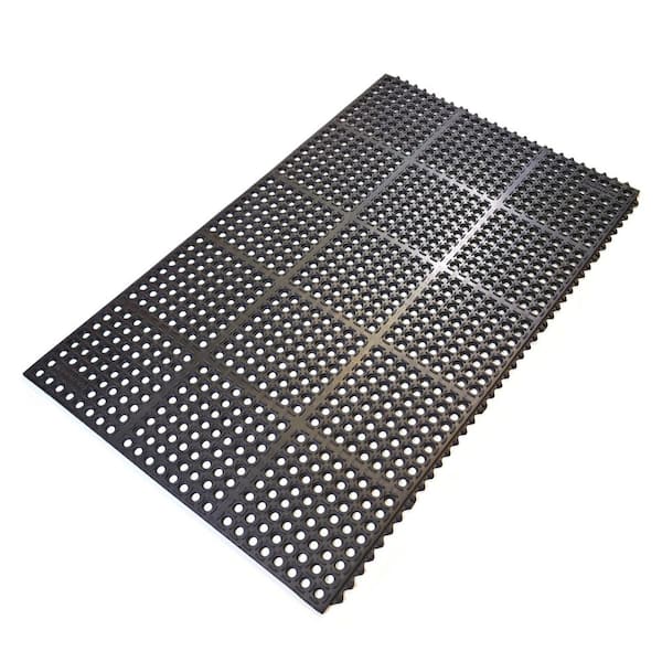 K-Series Black 36 in. x 60 in. x 7/10 in. Drain-Thru Grease-Resistant Rubber Kitchen Mat