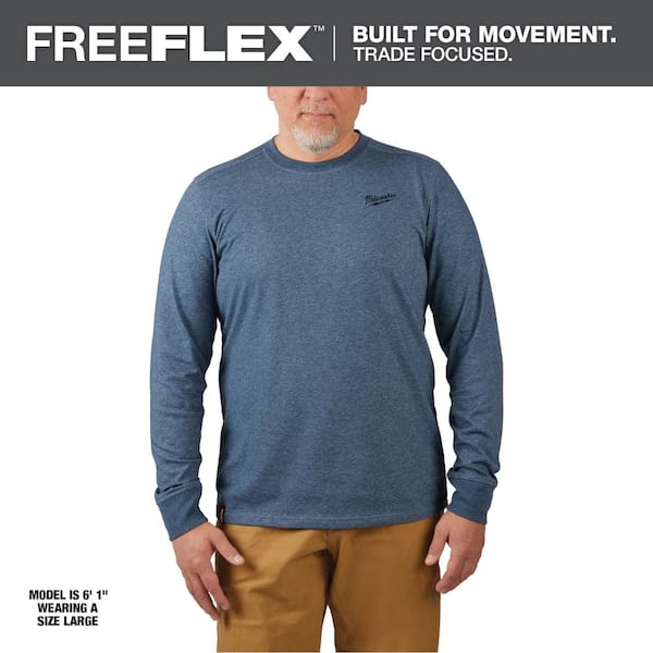 Milwaukee Men's Large Blue Cotton/Polyester Long-Sleeve Hybrid Work T-Shirt
