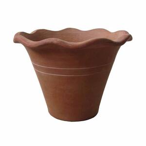 13.50 in. Dia Composite Scalloped Rim Pot in White Washed Terra Cotta Finish