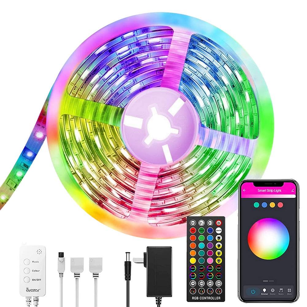 AVATAR CONTROLS Smart 16.4 ft. WiFi Dimmable Cuttable Color-Changing ...