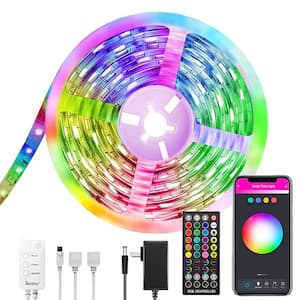 Smart 16.4 ft. WiFi Dimmable Cuttable Color-Changing Plug-in Integrated LED Strip Light (1-Pack)