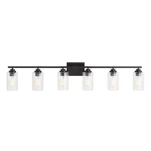 43.2 in. 6-Light Black Vanity Light with Clear Glass Shades