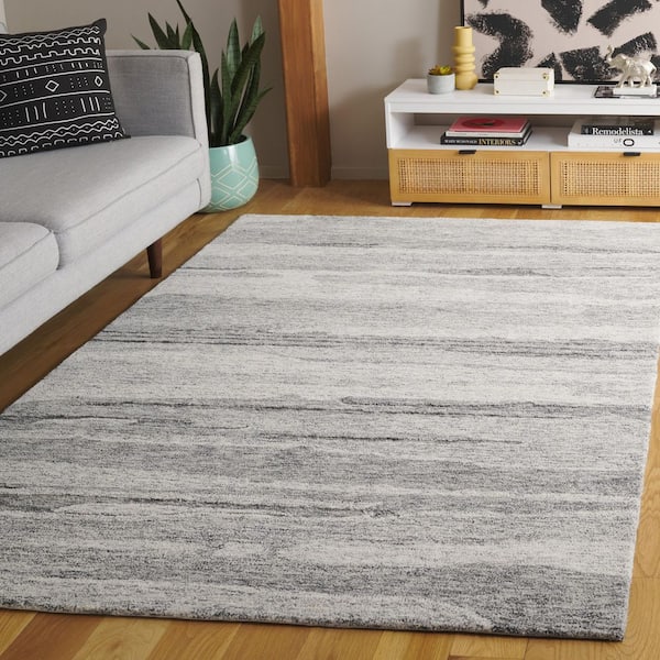 Ebony 4 ft. x 6 ft. Dark Gray/Ivory Abstract Striped Area Rug