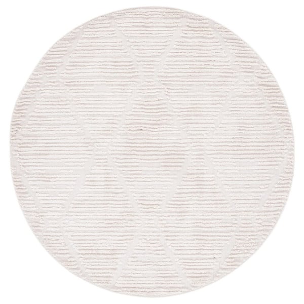 SAFAVIEH Marrakesh Beige 10 ft. x 10 ft. Diamond High-Low Round Area Rug