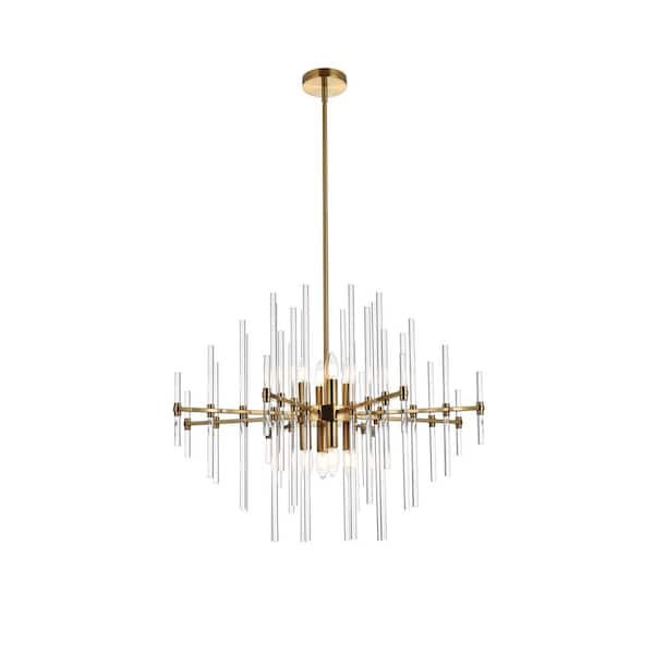 Timeless Home 31 in. 8-Light Gold Pendant Light ELP5004D31SG - The Home ...