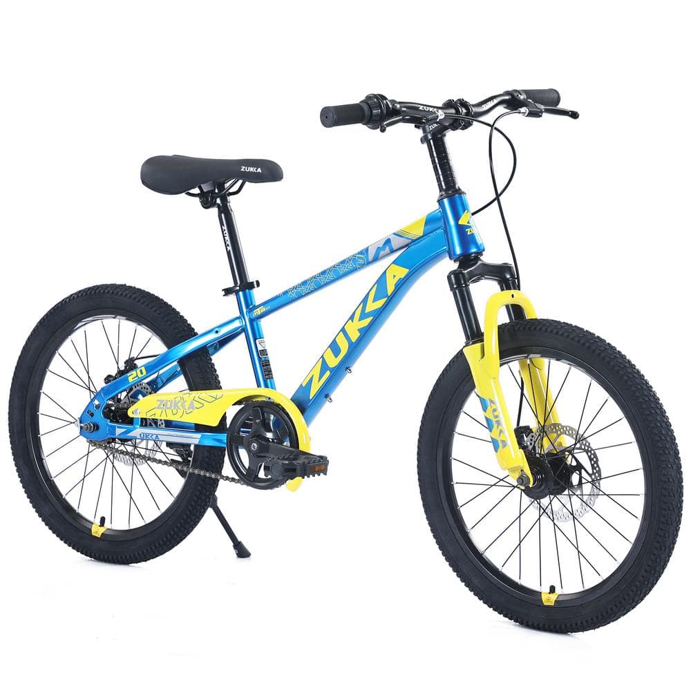 ITOPFOX 20 in. Age 7-10-Years Mountain Bike for Boys and Girls, Height  Adjustable, Double Disc Brake in Blue Yellow HDSA11-4OT053 - The Home Depot