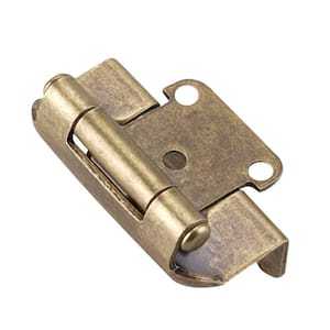 Antique Brass Self-Closing 1/2 in. Overlay for Face Frame Cabinet Wrap-around Hinge (2-Pack)