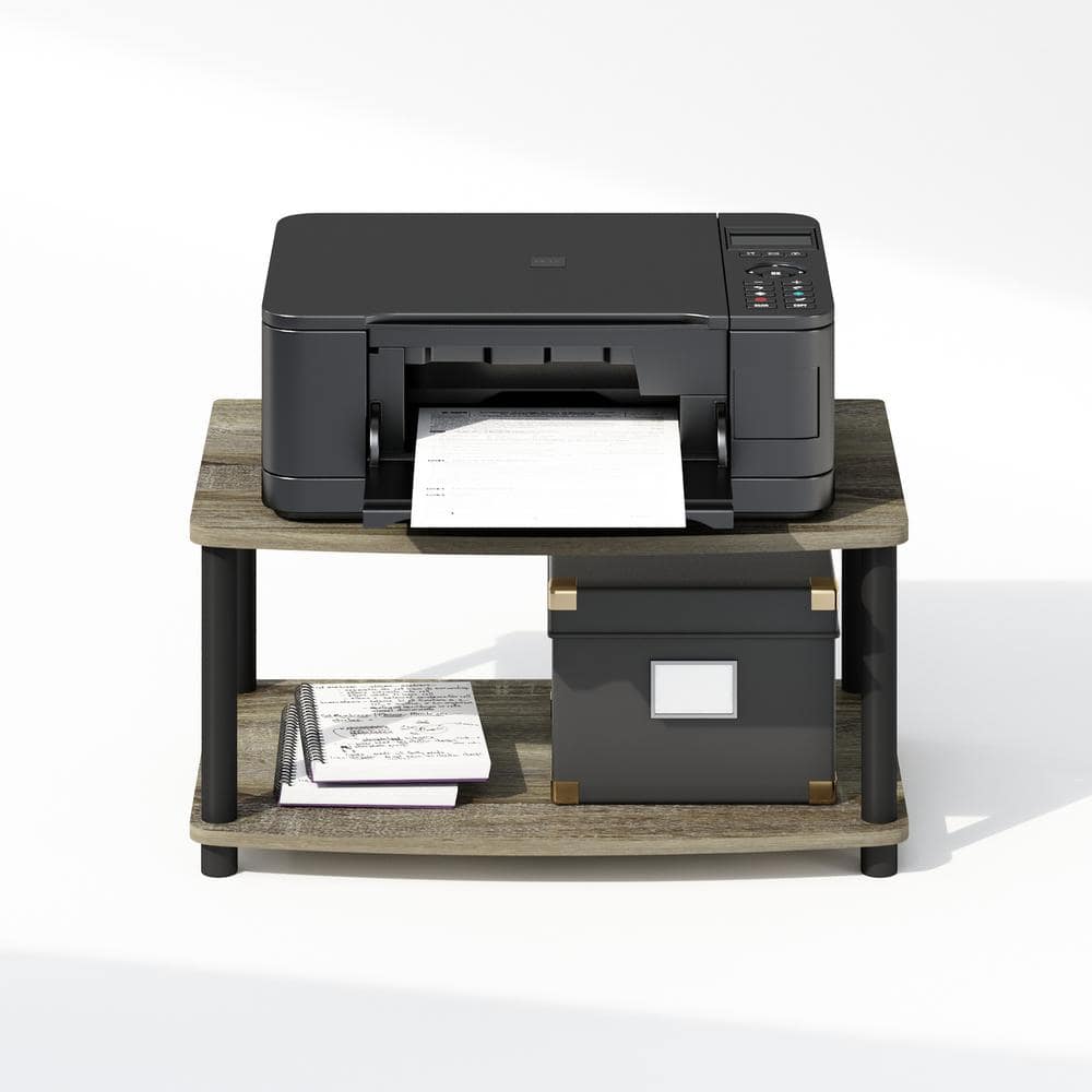 French Oak and Black 2-Tier Particle Board Printer Stand