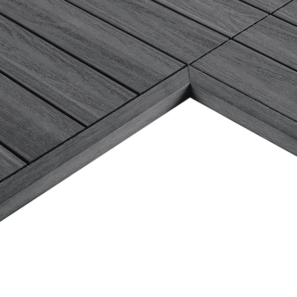 NewTechWood 1/12 ft. x 1 ft. Quick Deck Composite Deck Tile Inside Corner Trim in Westminster Gray (2-Pieces/Box)