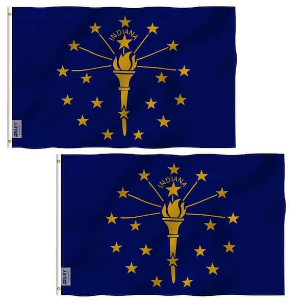 ANLEY Fly Breeze 3 ft. x 5 ft. Indiana State Polyester Flag-Indiana IN Flags (2-Pack)