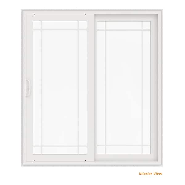 JELD-WEN V-4500 72-in x 80-in 4-9/16-in Low-e Argon Desert Sand Vinyl Sliding Left-Hand Sliding Double Patio Door Screen Included