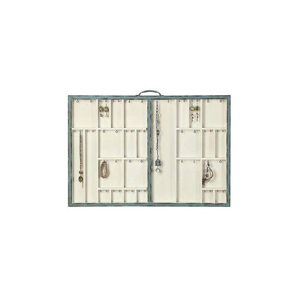 Home Decorators Collection Jolie 32 in. Turquiose 26-Compartment Wall Jewelry Holder