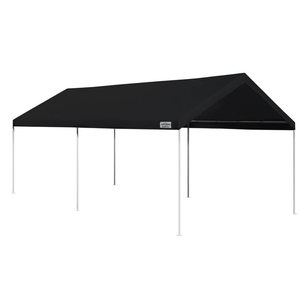 Black 10x20 Vinyl Peak Roof Carport Canopy with Sidewalls