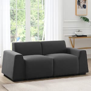 71 in. W Flared Arm Stylish Linen Fabric Rectangle Sofa in. Dark Gray, Exquisite Loveseat Easy to Install