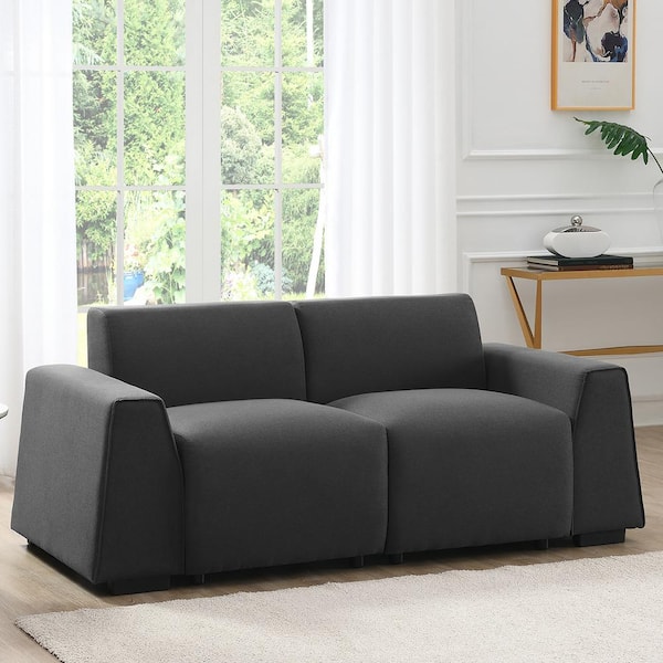 Harper & Bright Designs 71 in. W Flared Arm Stylish Linen Fabric Rectangle Sofa in. Dark Gray, Exquisite Loveseat Easy to Install