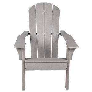 Outdoor Gray Weather Resistant Plastic Adirondack Chair for Lawn, Deck, Backyard
