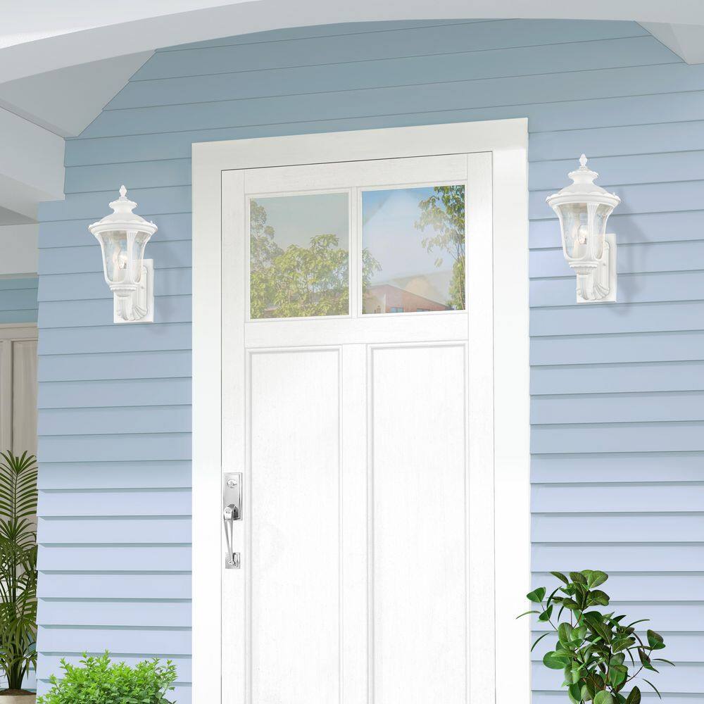 Oxford White Aluminum Outdoor Wall Sconce with Bell Shade