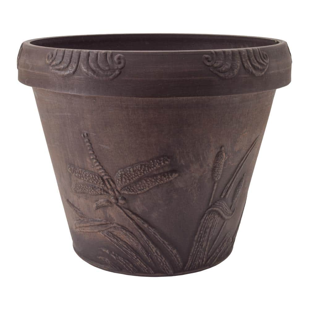 Medium Chocolate Recycled Plastic Dragonfly Planter Pot