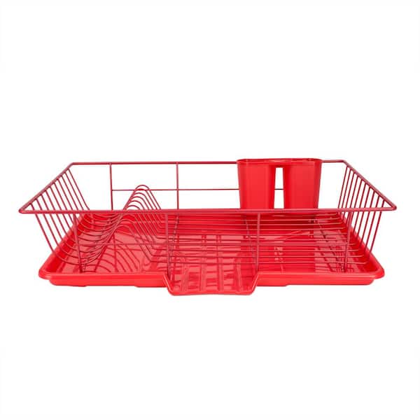 Reviews for Home Basics 3-Piece Red Dish Drainer Set