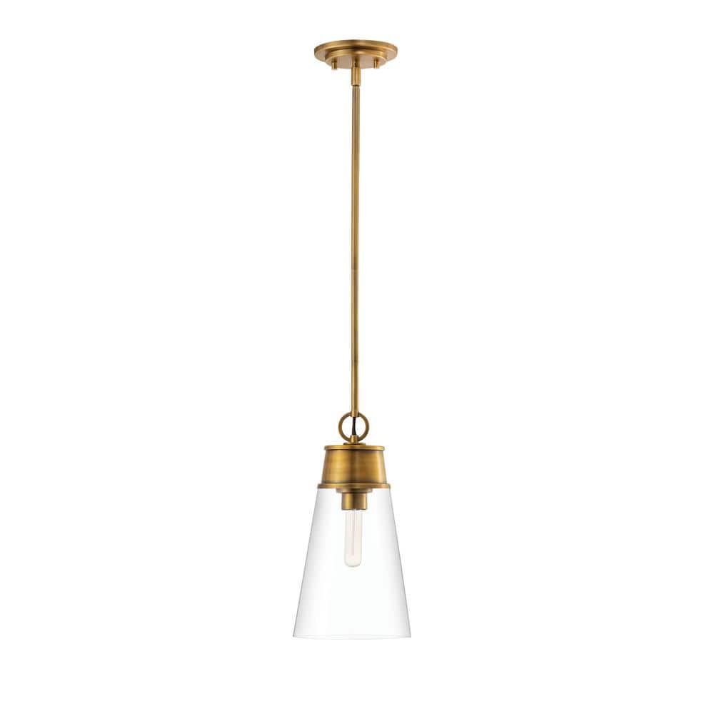 Wentworth Rubbed Brass and Glass Mini Pendant Light