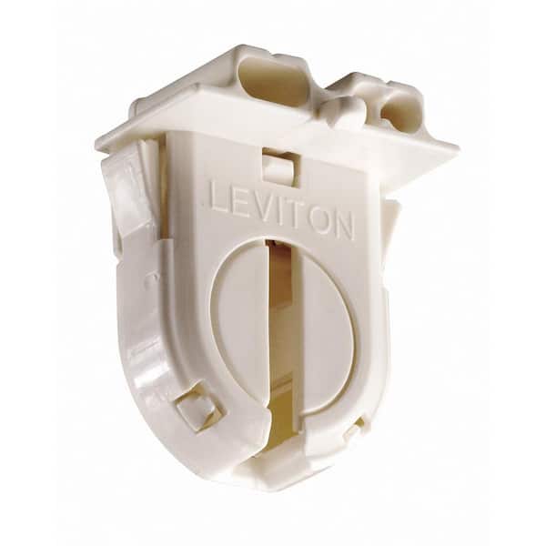 Leviton 660W Medium Bade T-8 Bi-Pin Turn Type Lamp-Lock Snap-In/Slide-On Linear Fluorescent Lampholder, White