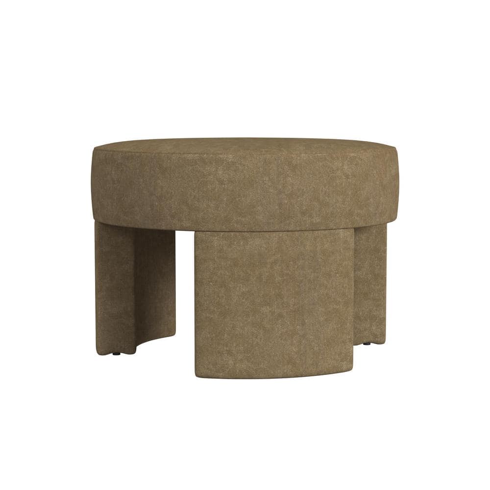 Sophia Mocha Velvet Round Ottoman