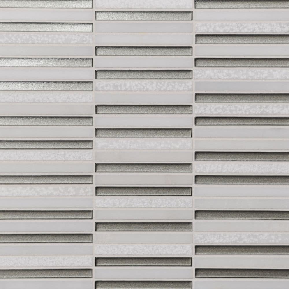 Tile Sample-Kaikos 4 in. x 5 in. Stacked Glass and Stone Mosaic in Gray and Oriental White price history on PriceWatchPro