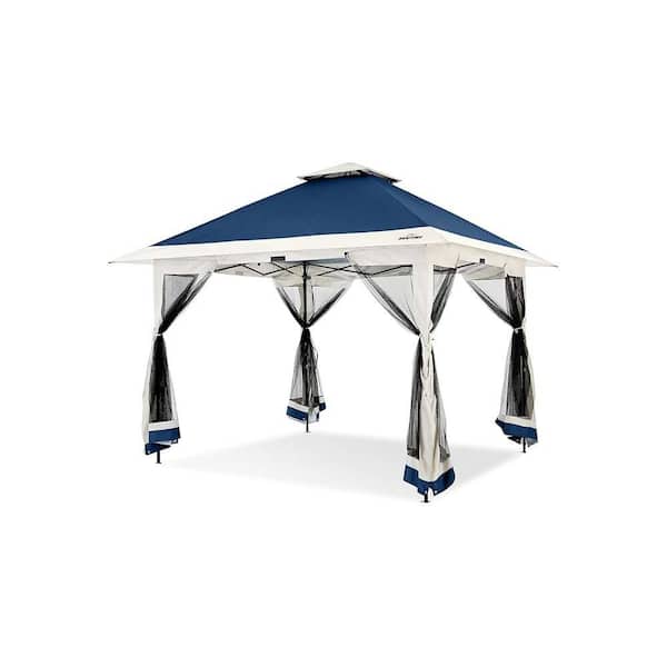 12 ft. x 12 ft. Navy Blue Instant Pop Up Gazebo with Full Netting Sidewalls
