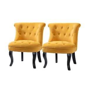 Jane Modern Mustard Velvet Tufted Accent Armless Side Chair (Set of 2)
