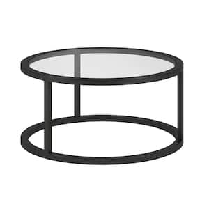 Parker 35 in. Blackened Bronze Round Glass Top Coffee Table