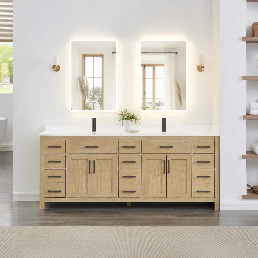 Beckett 84 in. Double Freestanding Whitewashed Oak Bath Vanity with Top price history on PriceWatchPro