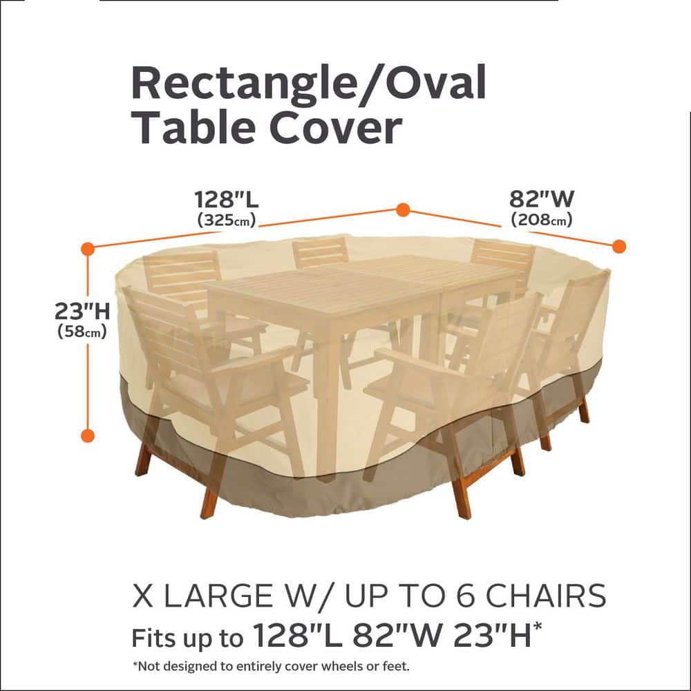Extra Large Tan and Brown Polyester Patio Furniture Cover with Elastic Hem