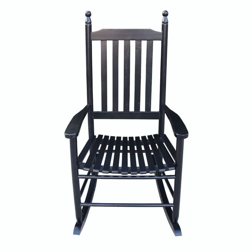 Magic Rocking Chair Miscool Anky Black Wood Outdoor Rocking Chair RCHD1020606 - The Home Depot