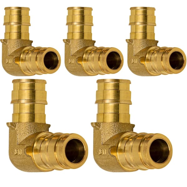 PLUMBFLEX 1 in. Elbow Pex Fitting, Expansion Pex A Elbow Brass No Lead, 90-Degree for Use with Pex A Tubing (Pack of 5)