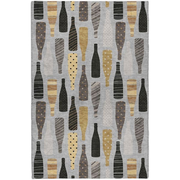 Dream Shag Premium Machine Washable Abstract ADS167 Gray 8 ft. x 10 ft. Area Rug