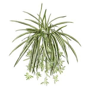 26 in. Artificial Spider Plant Leaf Hanging Plant Greenery Foliage Bush