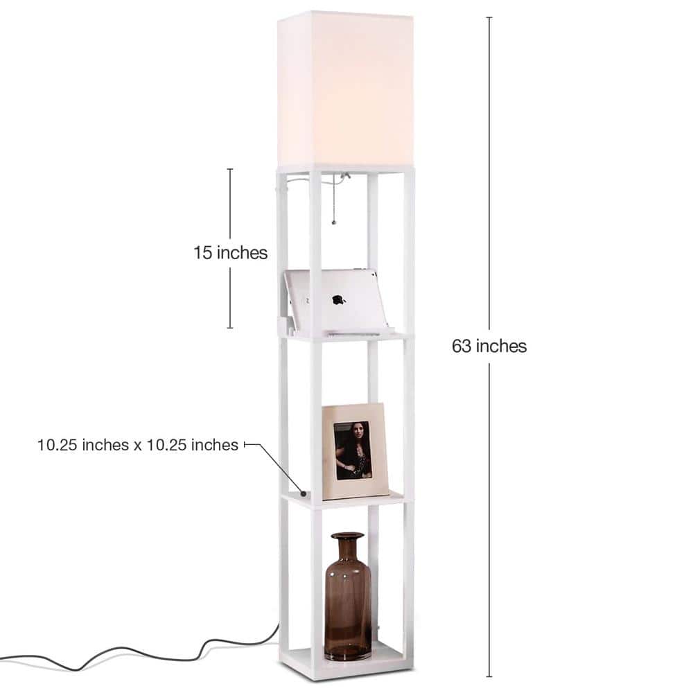 Orchid White Adjustable 3-Shelf Floor Lamp with USB Port