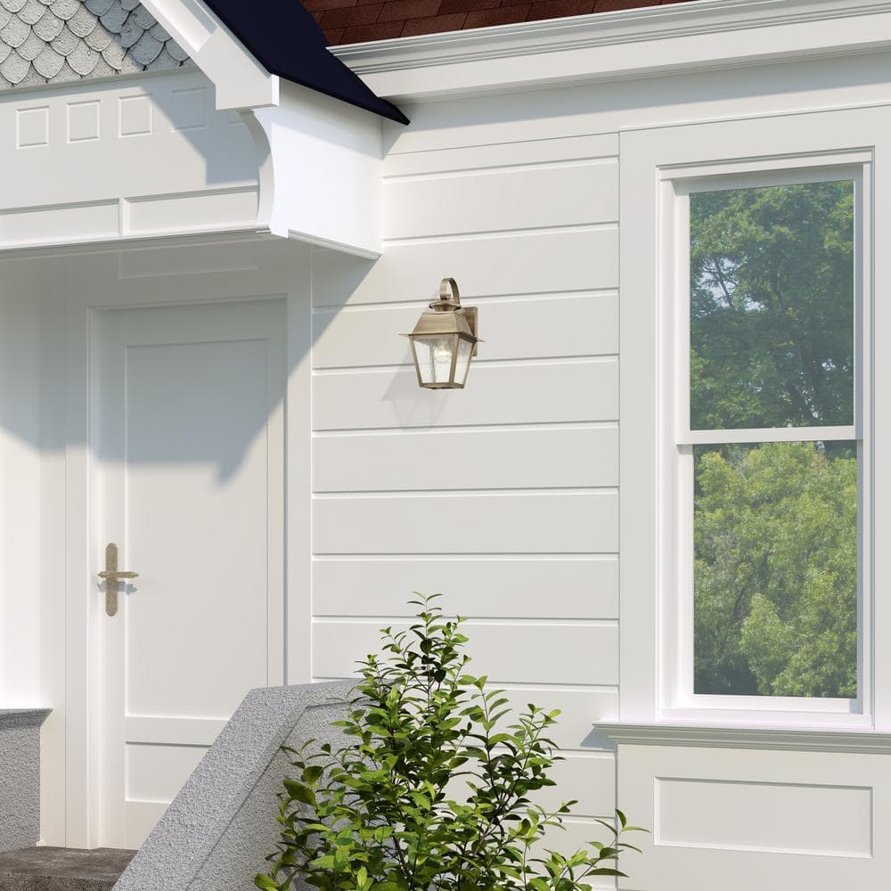Elegant Vintage Pewter Outdoor Wall Lantern with Seeded Glass