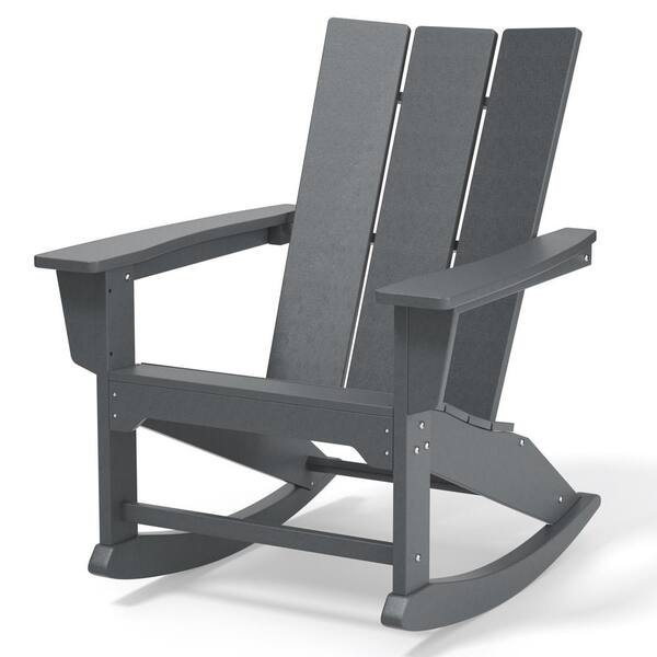 TIRAMISUBEST Gray Rocking Adirondack Chair (Set of 1)