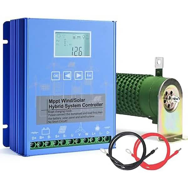 Wind Solar Hybrid Charge Controller 1400W MPPT PWM Boost Auto 12V 24V Off Grid LCD Aluminum Shell Durable