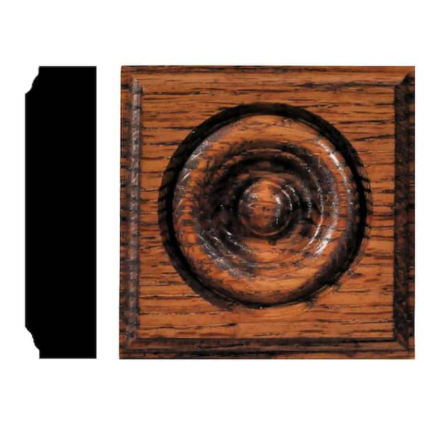 1-1/8 in. D x 4-1/2 in. W x 4-1/2 in. L Red Oak Wood Stained English Chestnut Rosette Block