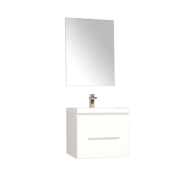 Unbranded The Modern 24 in. W x 18.75 in. D Bath Vanity in White with Acrylic Vanity Top in White with White Basin and Mirror